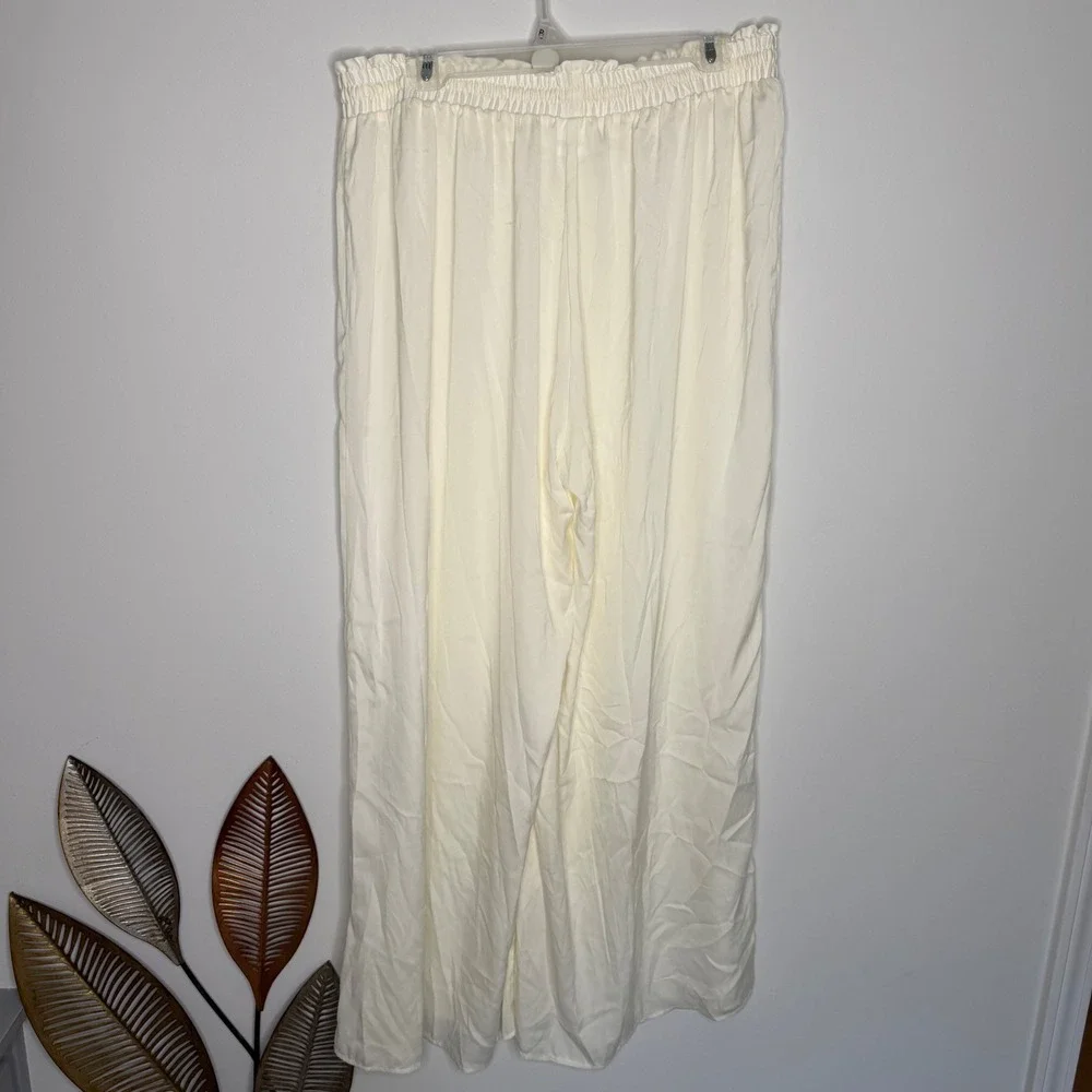 A19‎ Summersalt White Wide Leg Smocked Drawstring Pants Recycled Polyester Large